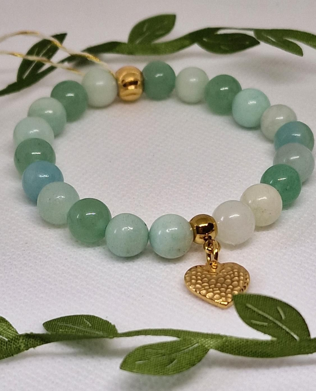 Bracelet Amazonite et Aventurine verte en 0,8 cm