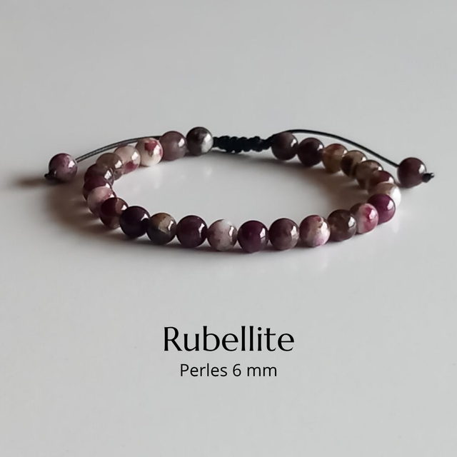 Bracelet ajustable en Rubellite (Tourmaline rose)