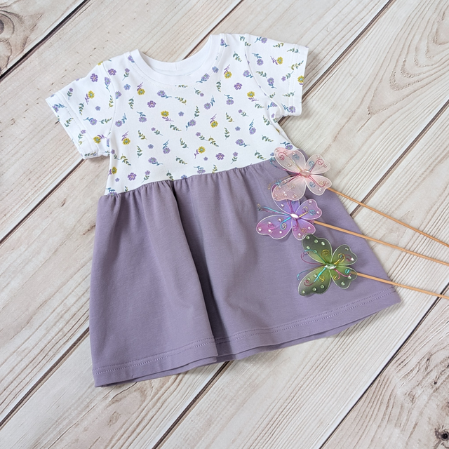 Kids' Floral Lilac &amp; Purple Gathered Dress