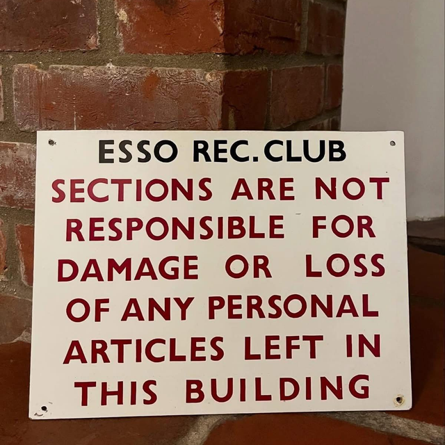 1960’s Esso Petroleum Recreation Club Sign