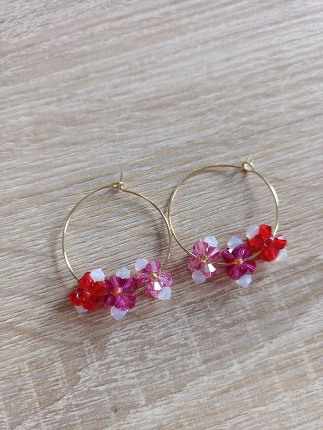 Fleurs de Cristal - Or - Fuchsia &amp; rouge