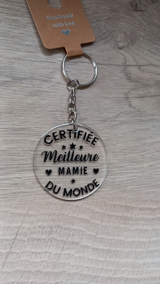 porte clé rond " meilleure mamie"