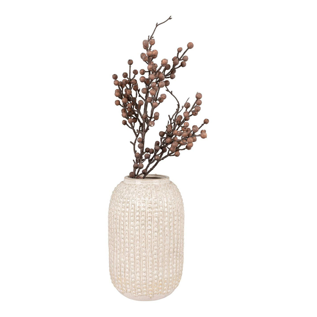 Vase beige mit Muster, rund, Ø16x25,5 cm