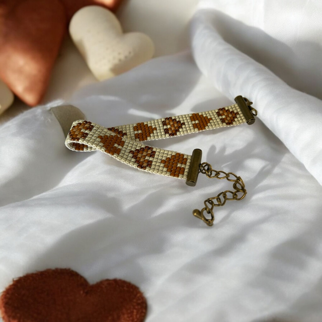 Bracelet coeurs tons marron