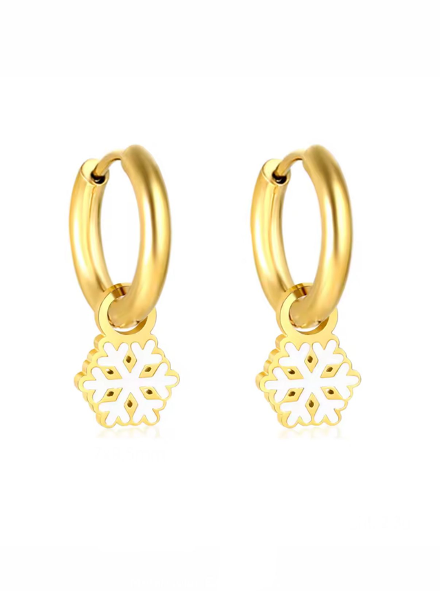 Gold Snowflake Huggies