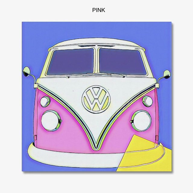 Classic VW Camper Pop Art Canvas Pictures, Warhol Style, Wall Art, Four Designs in Six Sizes