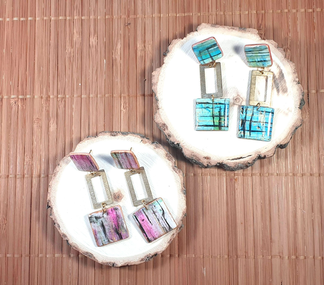 Boucles d'oreilles  carrées Collection ÉKla