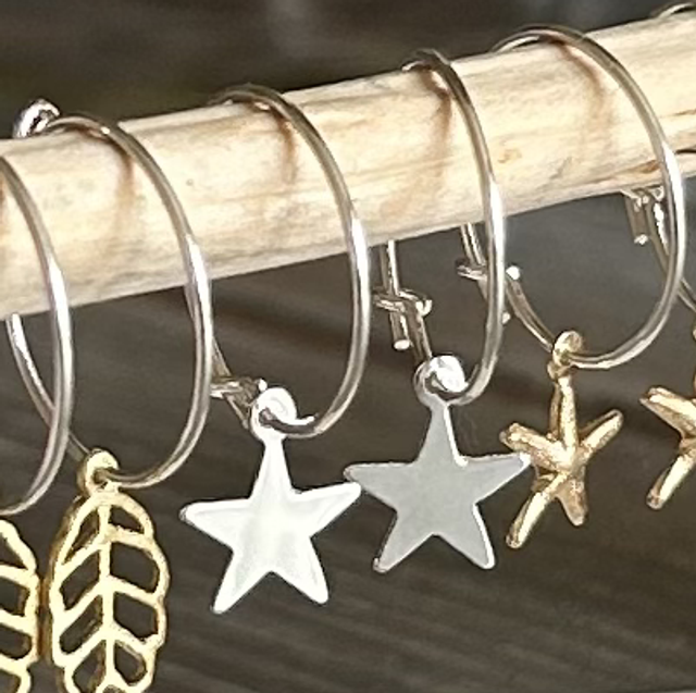 Sterling Silver Hoops with Mini Stars
