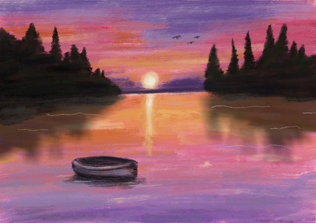 Bootje hij zonsondergang 