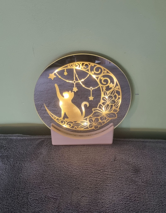 Miroir rond chat lune