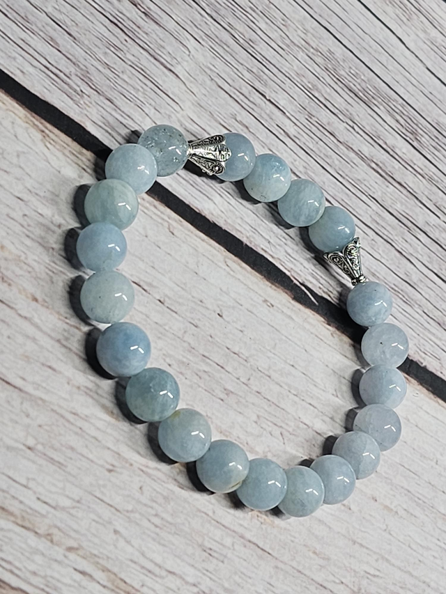 Bracelet Aigue-marine 8 mm – Douceur &amp; Clarté