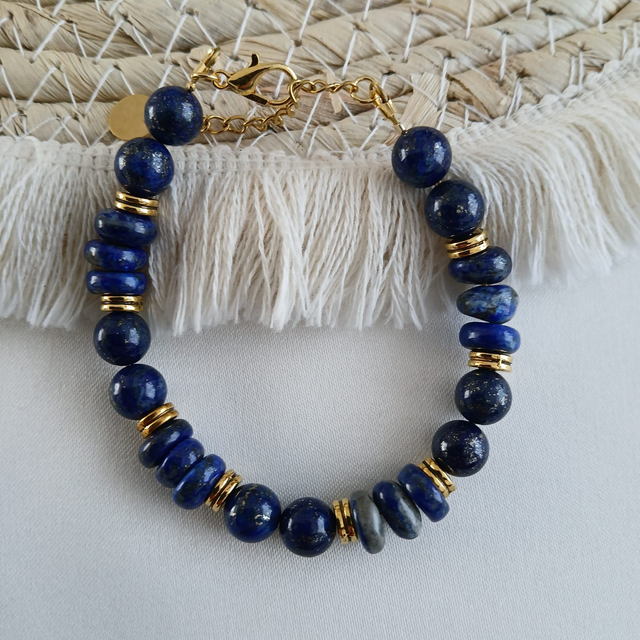Dames armband Lapis Lazuli - verstelbaar met verlengketting (1.242)