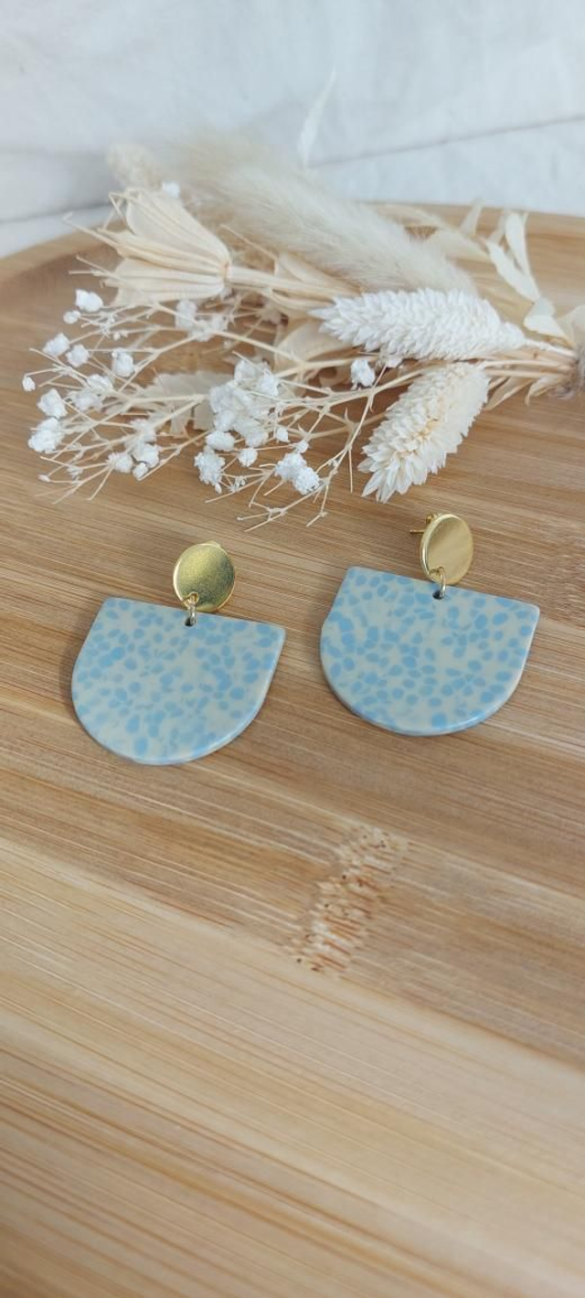 Boucles d'oreilles Gloria (bleu et beige)