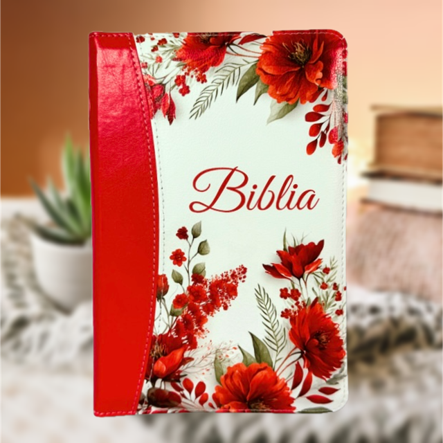 Biblia inflorata rosie 20cm