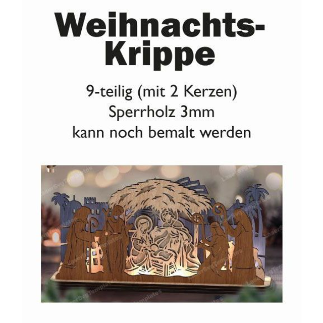 Krippe 3D ca. 30 x 12 cm