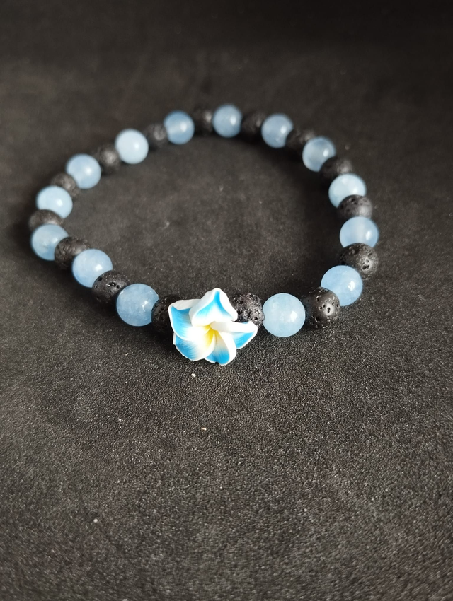 Bracelet angélite et pierre de lave