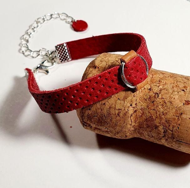 Bracelet -en cuir anel Rouge