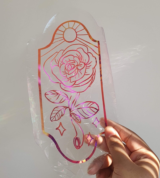 Pink rose stained-glass window sun catcher