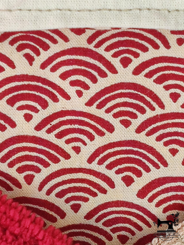 Lingettes lavables "SEIGAIHA" Rouge et écru