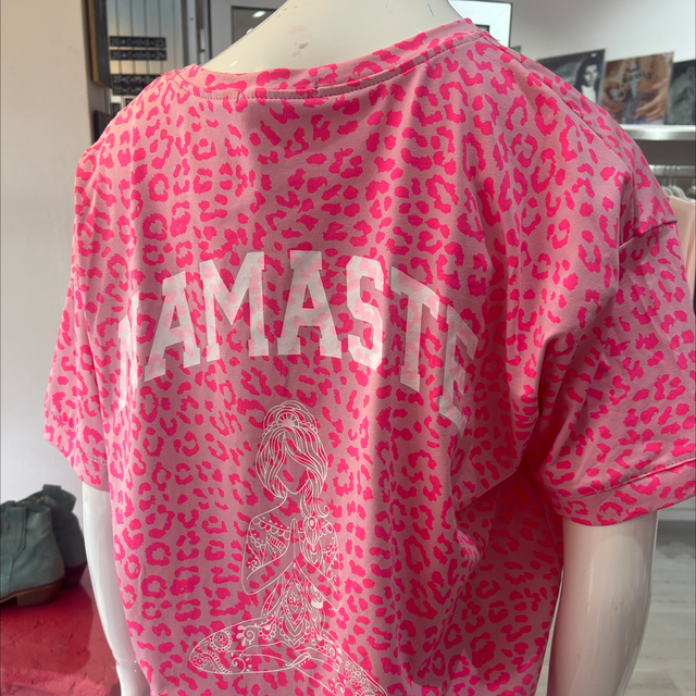Namasté T Shirt one size pink neon gelber Druck