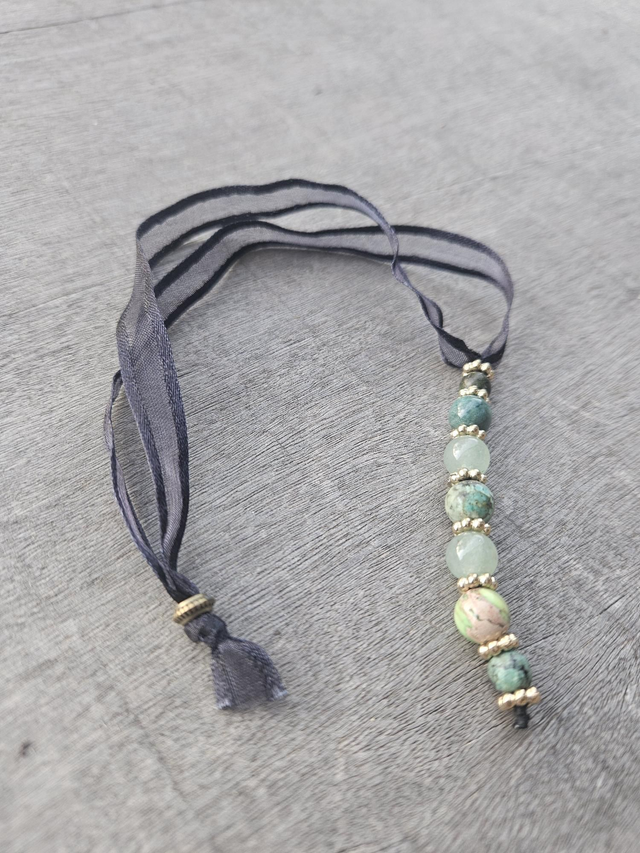 Marque page turquoise africaine et aventurine 