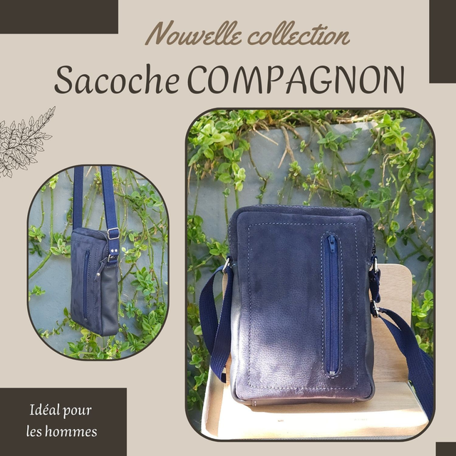 Sacoche Compagnon - Bleu marine (Nubuck)