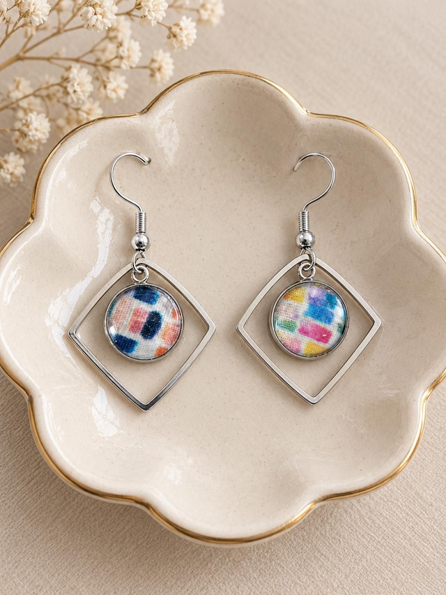 Boucles d'oreilles artisanales - modèle multicolore 