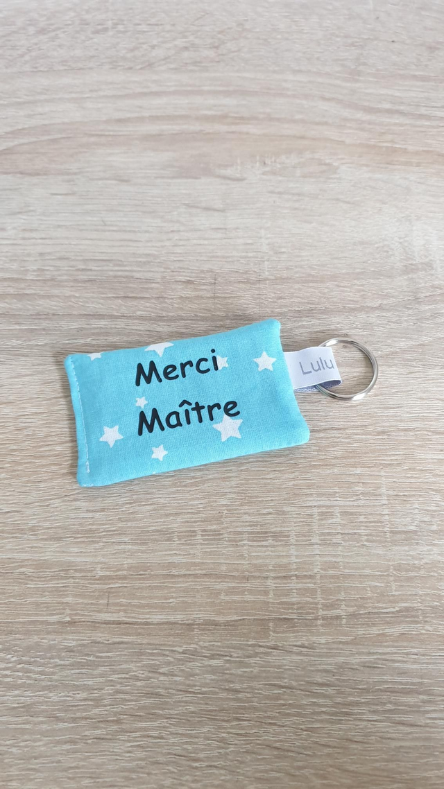 Porte clés Merci Maître (étoiles turquoise)