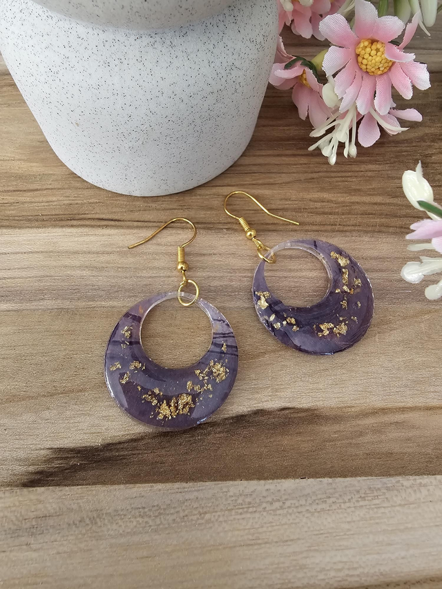 💜 Boucle d’Oreille croissant "Brume Améthyste" – L’élégance d’un rêve en violet 💜