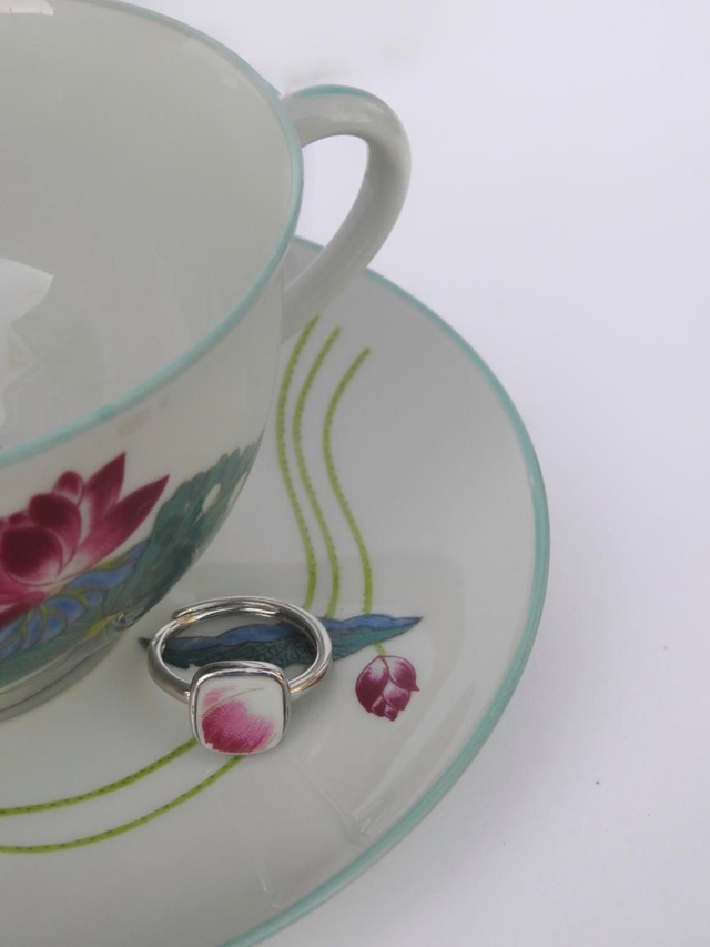 Bague ajustable - porcelaine Charles Field Haviland - modèle Lotus