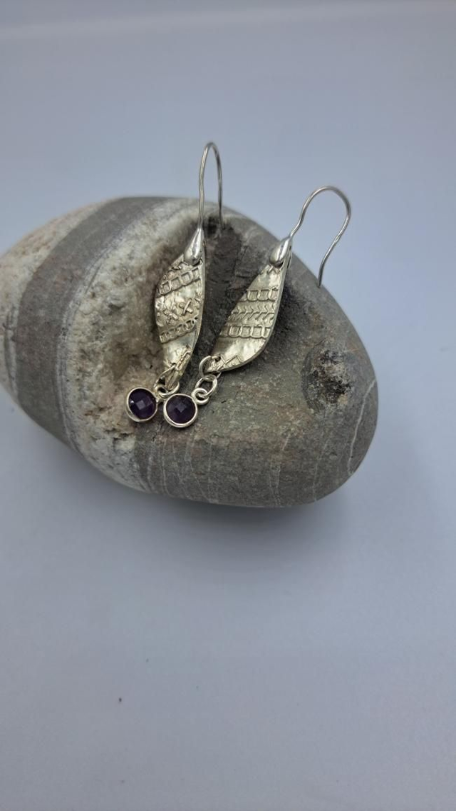 Amythest drop earrings 