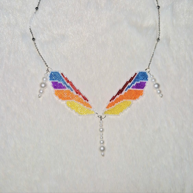 Collier ailes de fée multicolore 