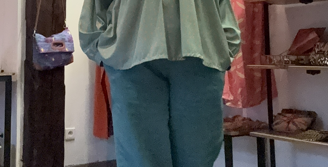 Pantalon Frida en lin Turquoise élastique à la taille