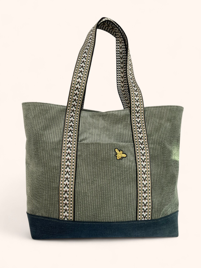 Cabas Essentiel - Velours Vert