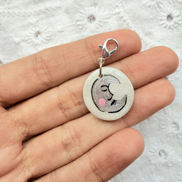 Silver Crescent Sleeping Moon Charm