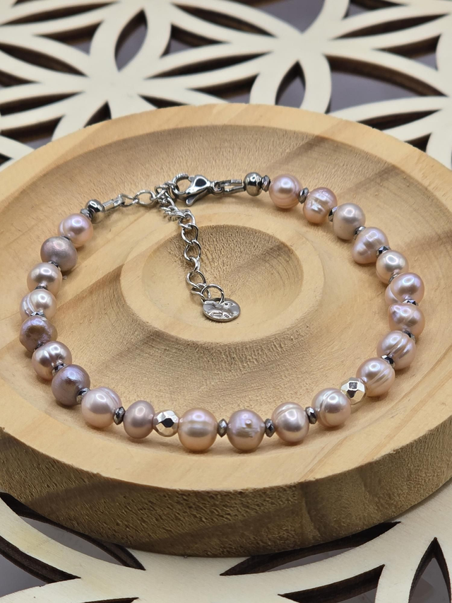 Bracelet Perle de culture d'eau douce rose 0,6 mm