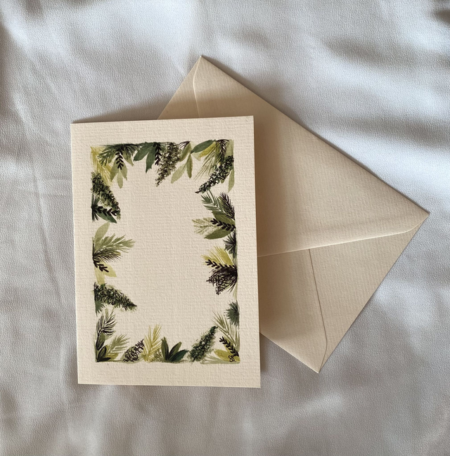 Doppelkarte - Blattrahmen in grün