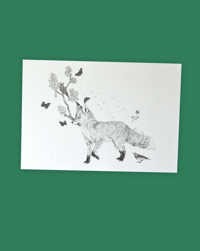 Affiche imprimée en risographie Le printemps au Japon