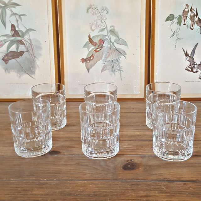 X Verres vintage à whisky ou eau Préfontaines en verre taillé