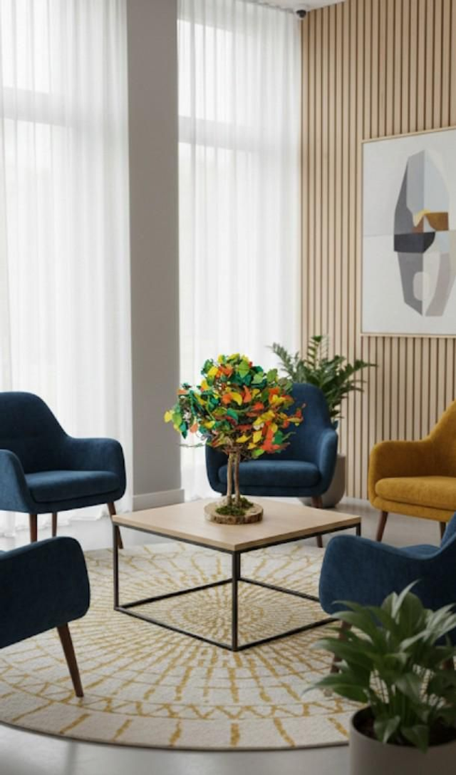 Arbre naturel stabilisé et ses feuilles de ginko papier 60 cm 