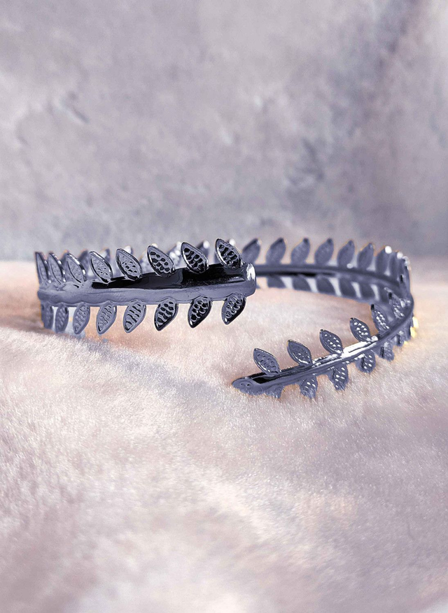Brassard Bracelet de bras laurier minimaliste argent