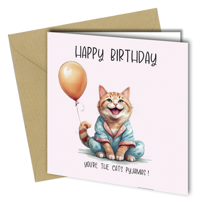 #1713 Cat Pyjamas Birthday card