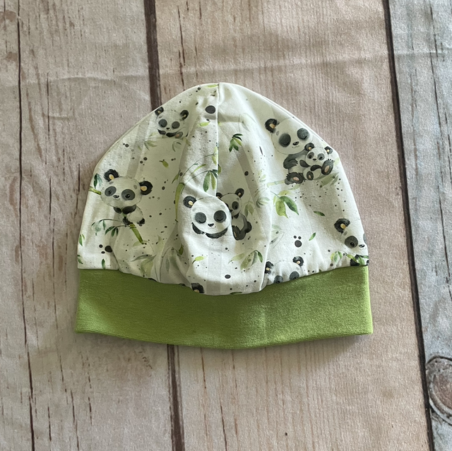 Mütze, Größe 50-52, Panda grün