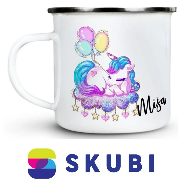 Dětský plecháček se jménem Míša - motiv Jednorožec - 300ml