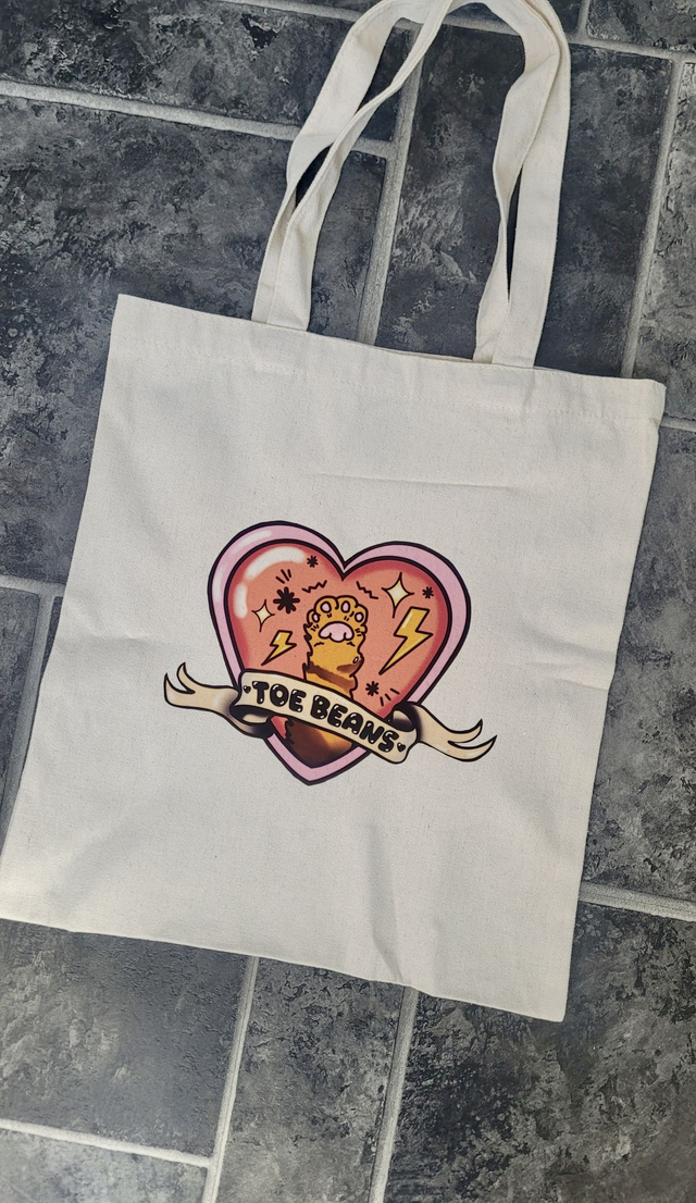 Toe Beans Beige Natural Tote Bag