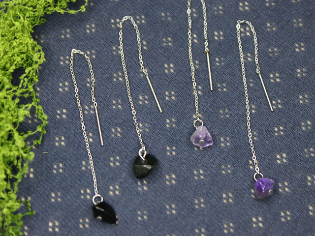 OR0067 • Durchzieh-Ohrringe mit Stein silber 