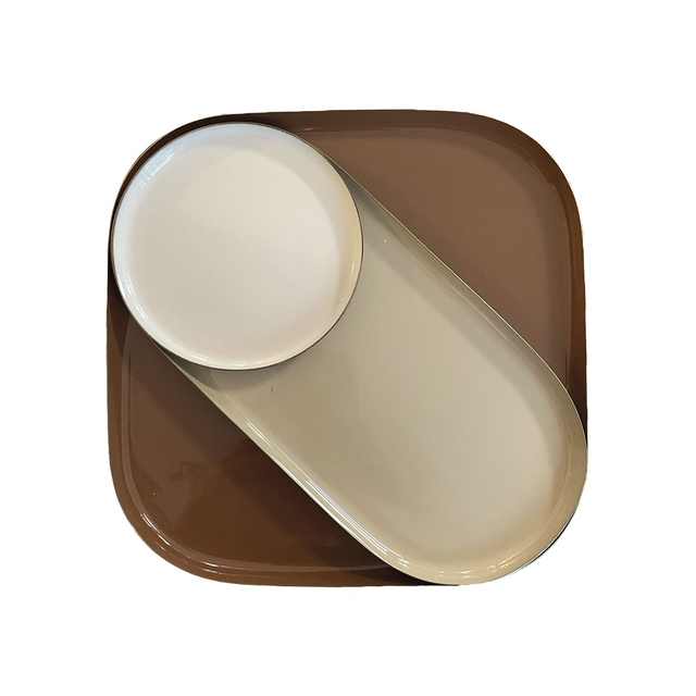 Set 3 plateaux émaillé marron