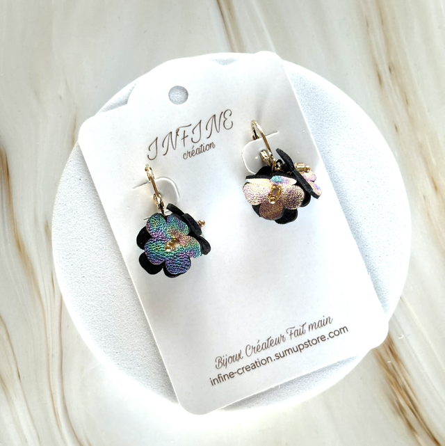Boucles d’oreilles « Petite Floraison Irisée »
