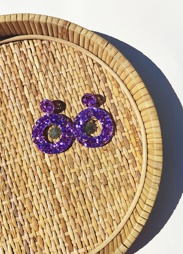 Boucles d'oreilles Mathilde - Paillettes violettes
