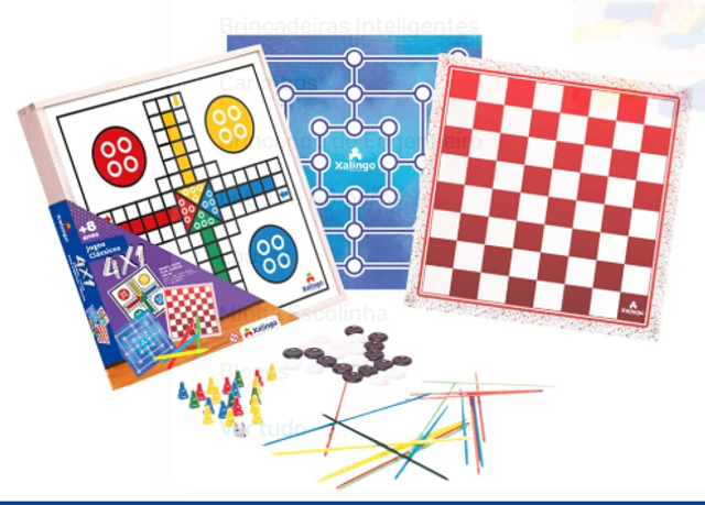 Jogo de Tabuleiro 4 em 1 - XALINGO